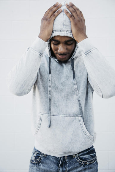 Mineral Wash Hoodie for Men in Grey