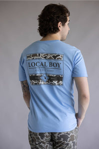 Local Boy Framed Camo T-Shirt for Men in Washed Denim
