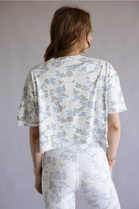 Local Girl Boxy Crop Tee for Women in Saltwater Camo