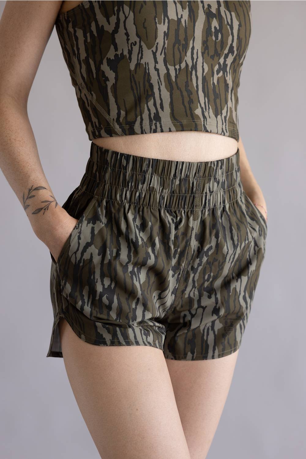 Local Girl High Waisted Volley Shorts for Women in Bottomland Camo