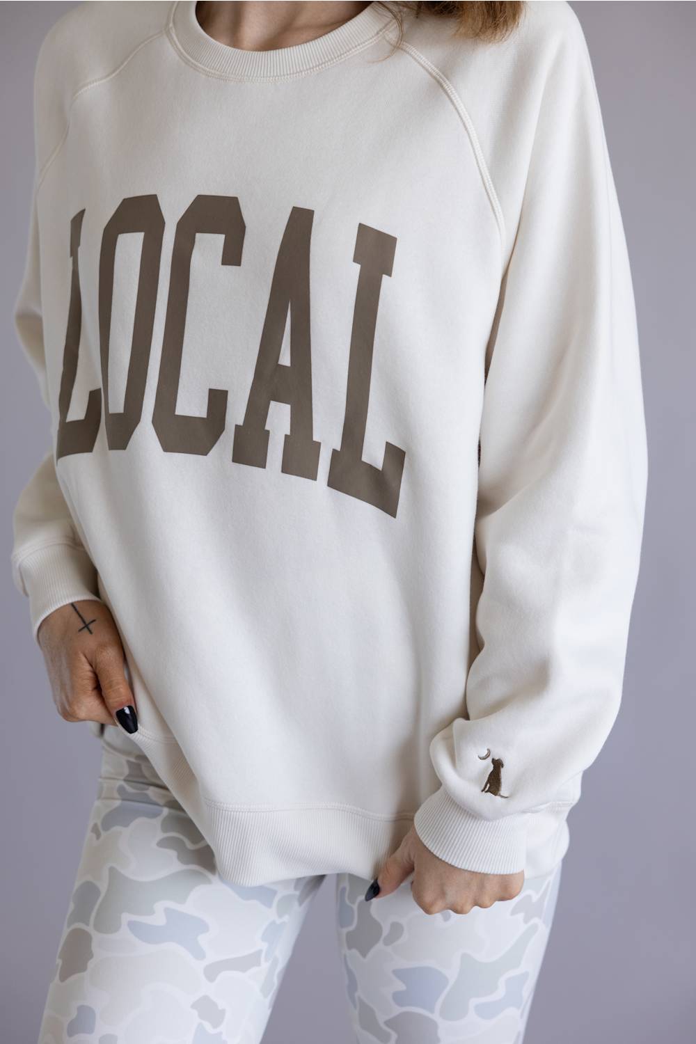 Local Girl Outfitters Crescent Crew Sweatshirt for Women in Ivory