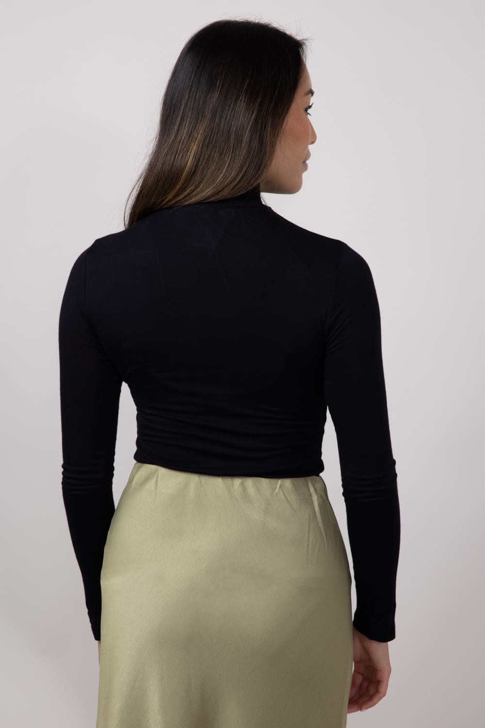 Long Sleeve Turtleneck Top for Women in Black