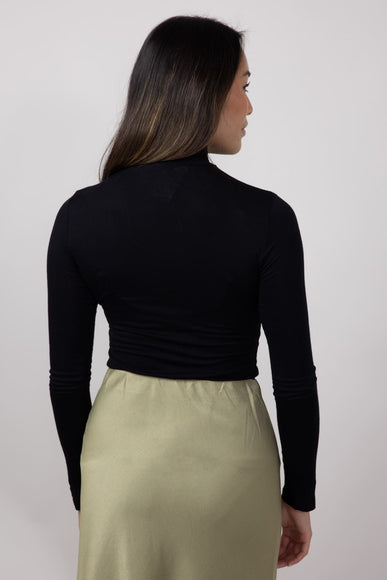 Long Sleeve Turtleneck Top for Women in Black