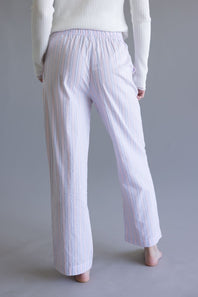 Long Stripe Boxer Pants for Women in Light Pink/Blue