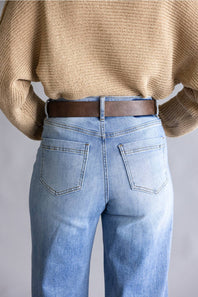 Longhorn Buckle Belt for Women in Dark Brown