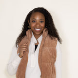 Love Tree Cropped Corduroy Puffer Vest for Women in Brown