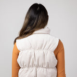 Love Tree Cropped Corduroy Puffer Vest for Women in Cream