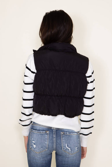 Love Tree Cropped Puffer Vest for Women in Black