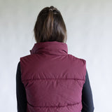 Love Tree Cropped Puffer Vest for Women in Burgundy