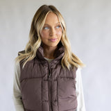 Love Tree Cropped Puffer Vest for Women in Espresso