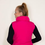 Love Tree Cropped Reversible Puffer Vest for Women in White/Fuchsia