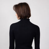Love Tree Turtleneck Long Sleeve Bodysuit for Women in Black