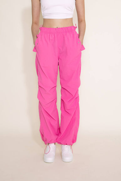 Love Tree Nylon Baggy Parachute Pants for Women in Pink