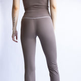 Love Tree Piping Detail Flare Leggings for Women in Mocha