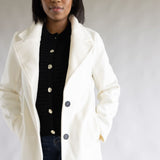 Love Tree Two Button Long Coat for Women in Ivory