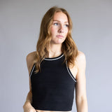 Love Tree Two Tone High Neck Tank Top for Women in Black