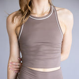 Love Tree Two Tone High Neck Tank Top for Women in Mocha