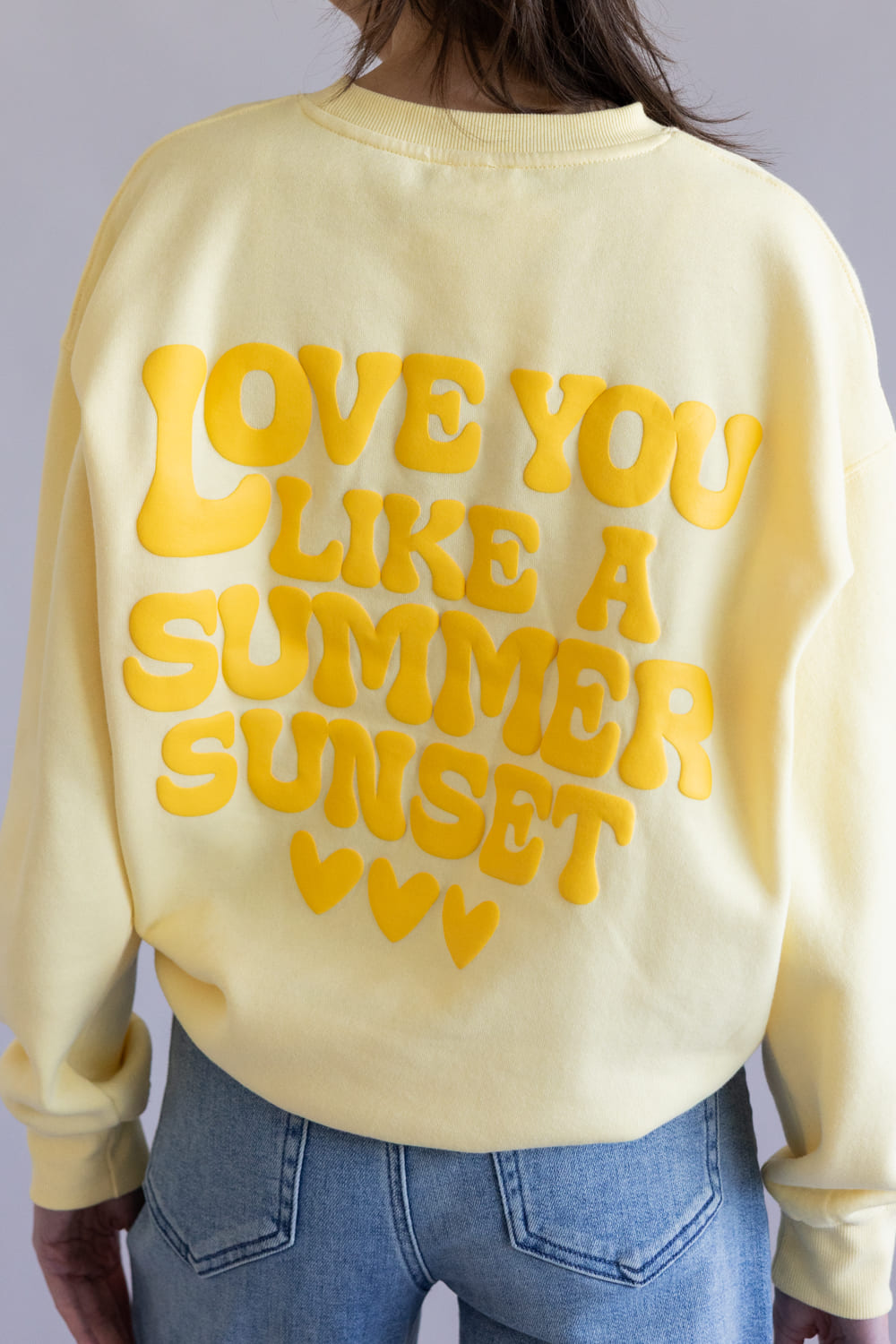 Love You Like A Summer Sunset Crewneck for Women in Light Yellow