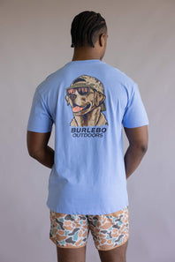 Burlebo Mallard Camo Dog T-Shirt for Men in Periwinkle Blue