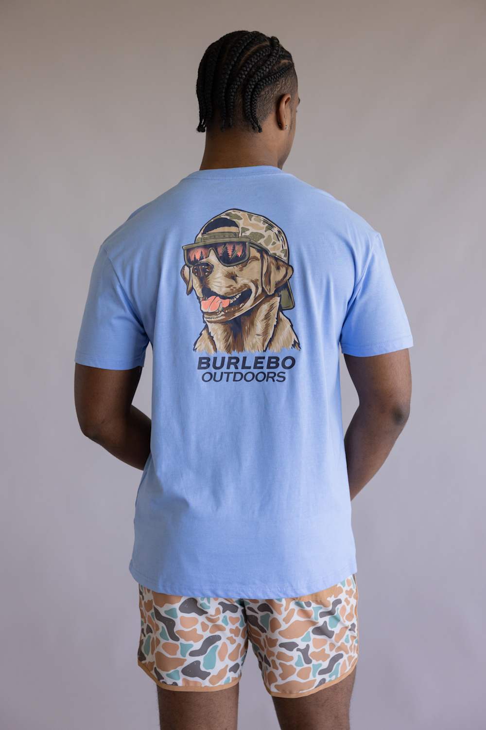 Burlebo Mallard Camo Dog T-Shirt for Men in Periwinkle Blue