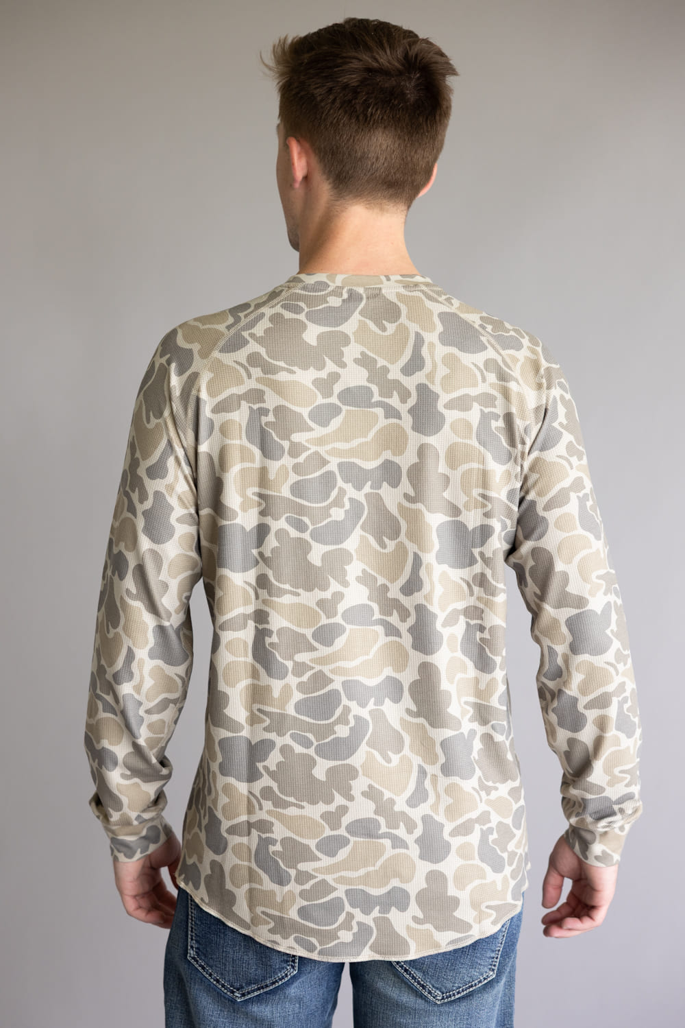 Marsh Wear Surfside Waffle Shirt for Men in Khaki Mallard Camo