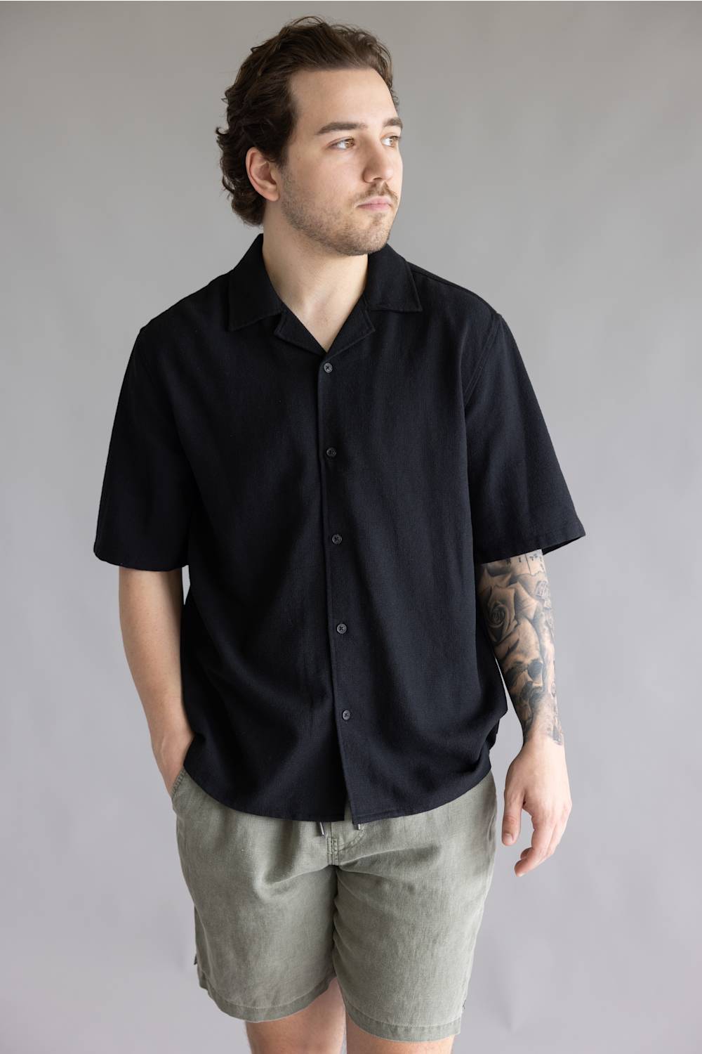 Industrie Marbella Button Up Shirt for Men in Black