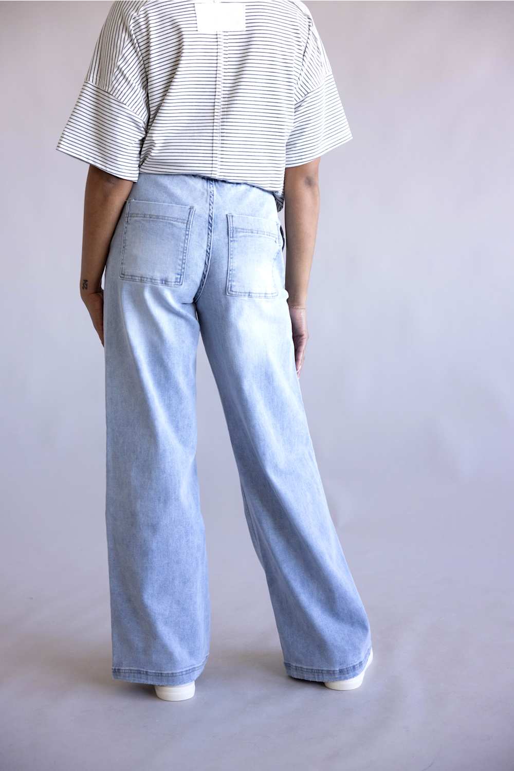  Mica High Rise Wide Leg Joggers for Women in Geyser Blue 