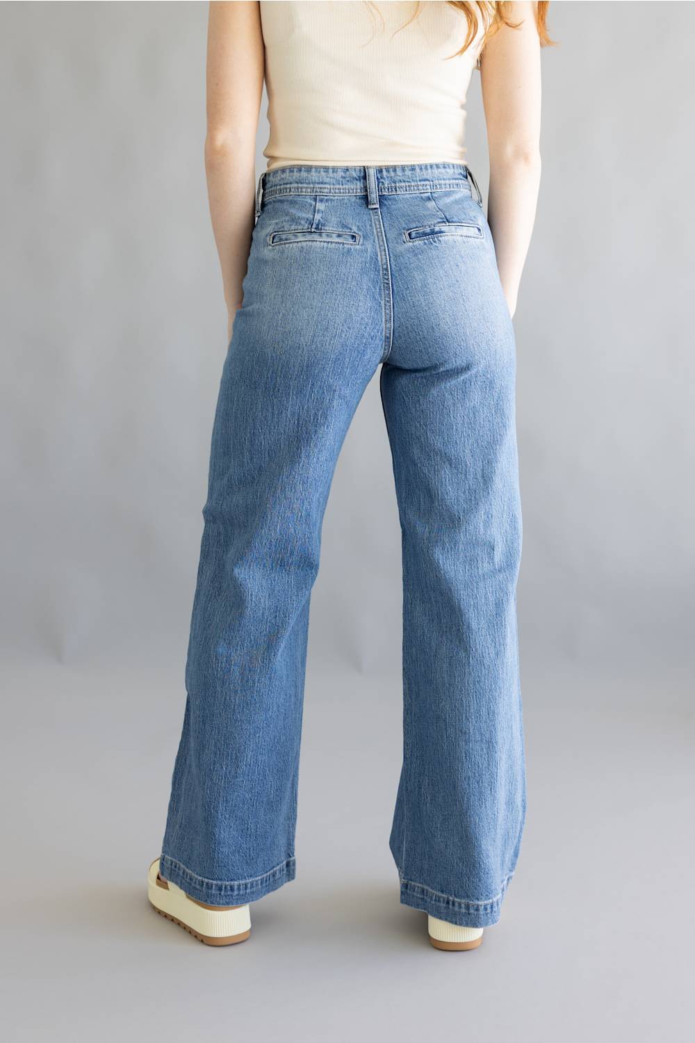 JBD Micro Patch Pocket Wide Leg Jeans for Women