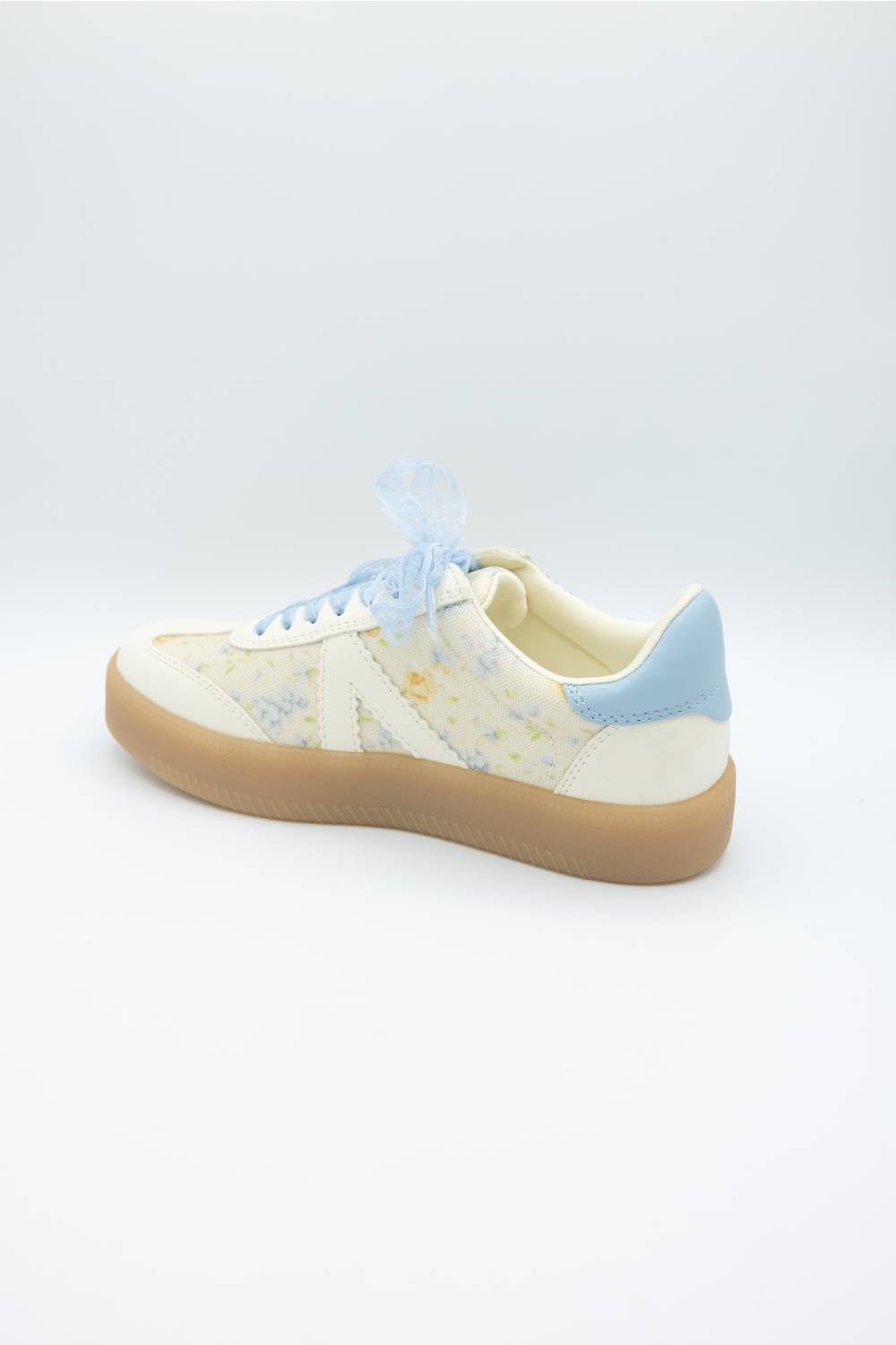 MIA Axel Sneakers for Women in Blue Floral; Sneaker with light blue laces and sole on a white background