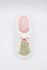  MIA Cozi Christmas Tree Slippers for Women in White