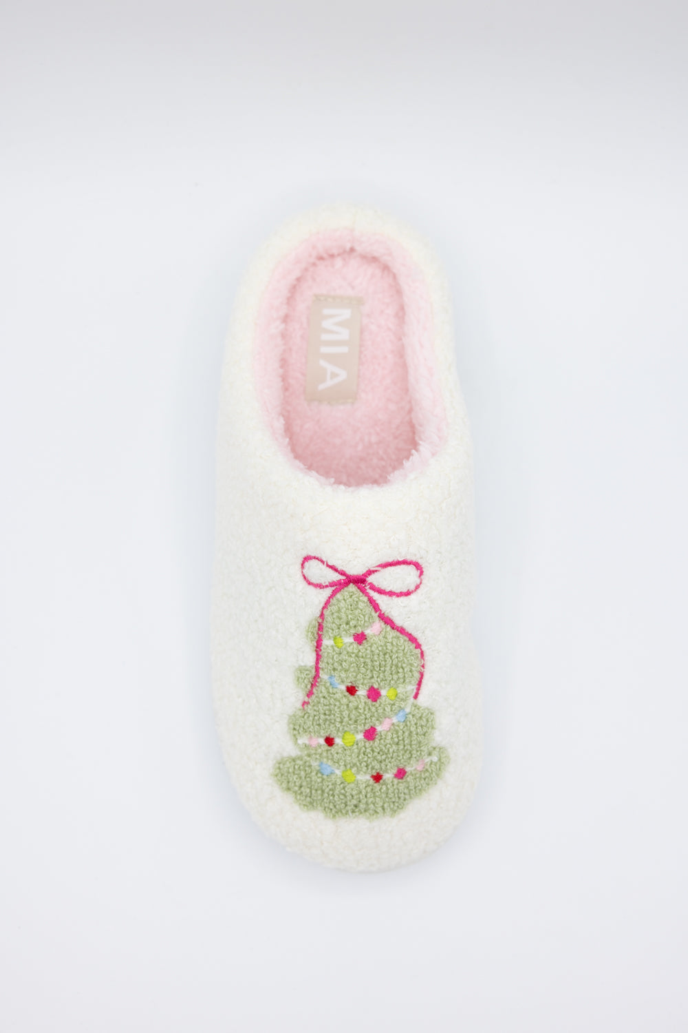  MIA Cozi Christmas Tree Slippers for Women in White