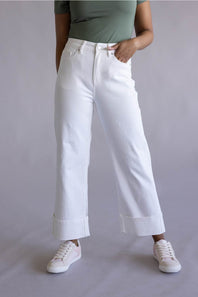 Mica High Rise Crop Wide Jeans for Women in White