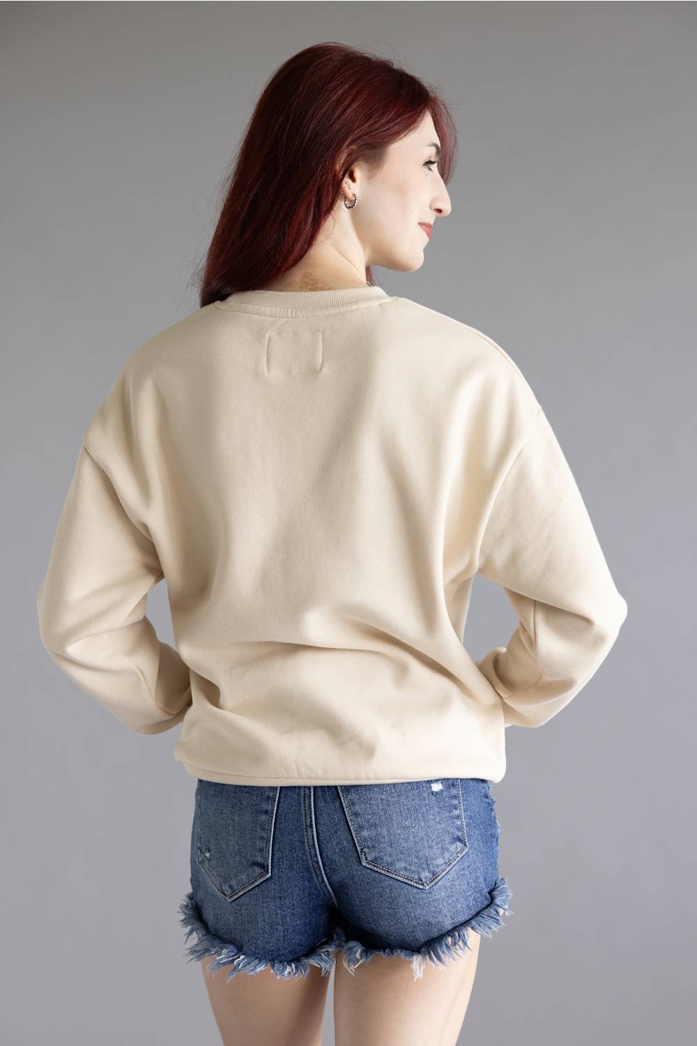 1897 Active Embroidered Michigan Fleece Sweatshirt for Women in Cream