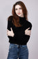 Ribbed Mock Neck Cropped Sweater for Women in Black