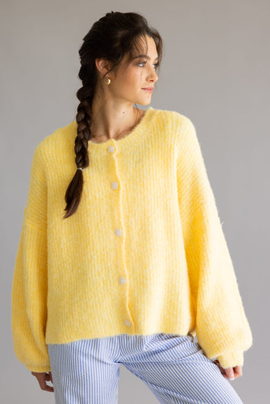 Mimosa Balloon Sleeve Knit Cardigan for Women in Yellow