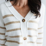 Miracle Stripe Cardigan Sweater for Women in Ivory