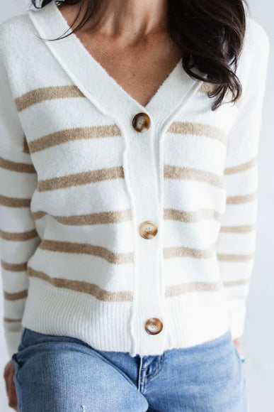 Miracle Stripe Cardigan Sweater for Women in Ivory