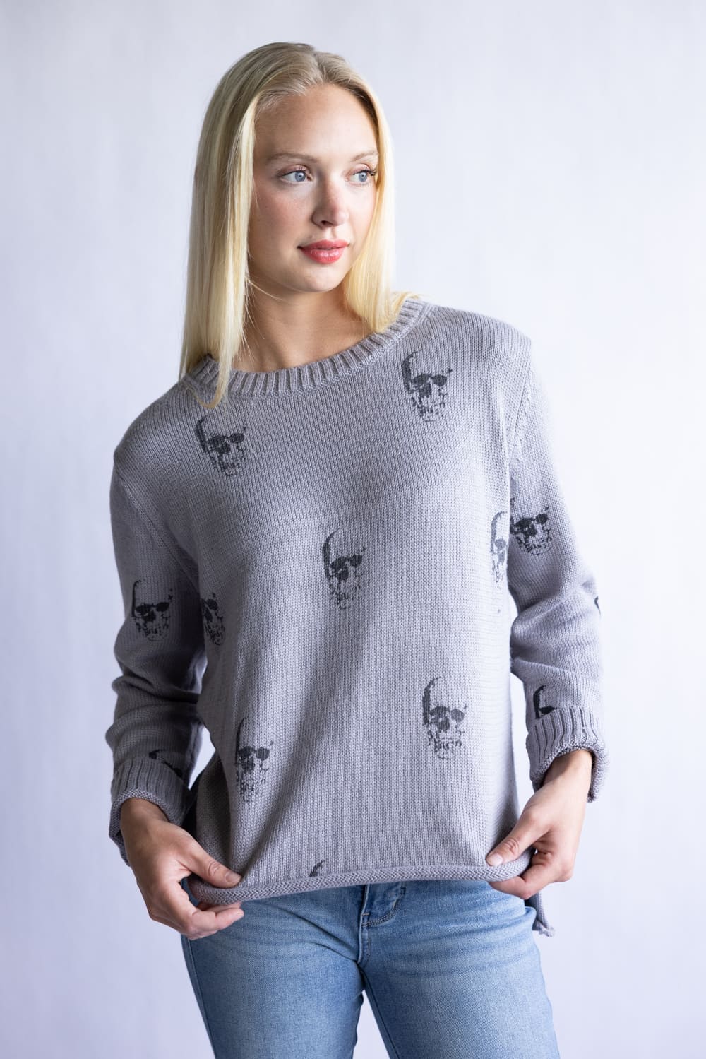 Miracle Skull Sweater for Women in Grey