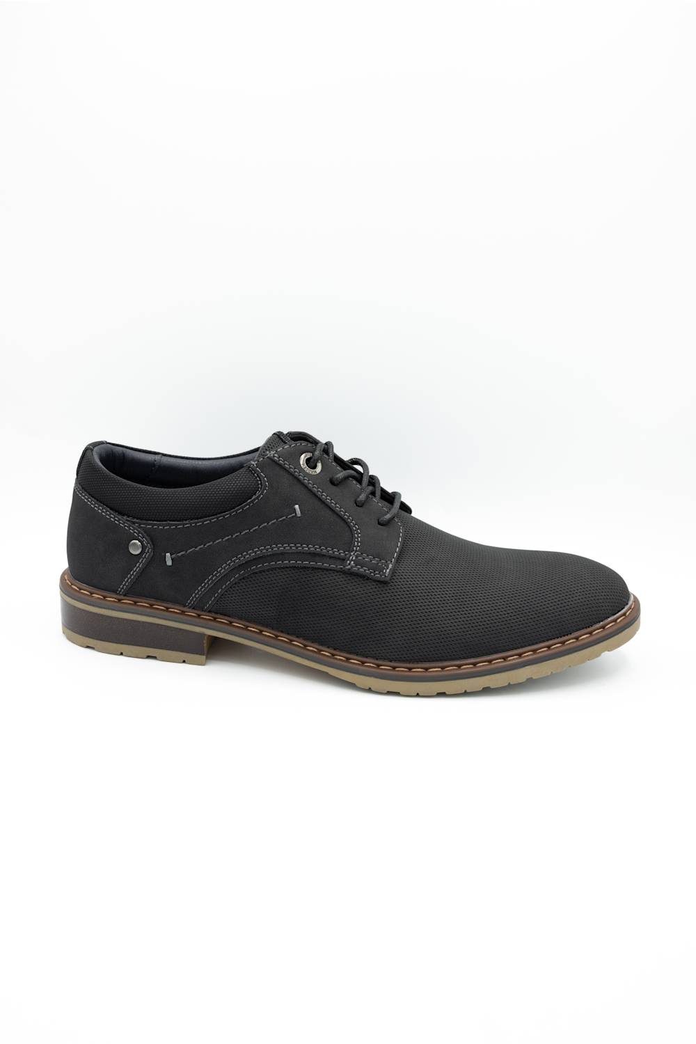 A single black leather ballet flat with a square toe and a small strap across the instep, shown in profile against a plain white background.