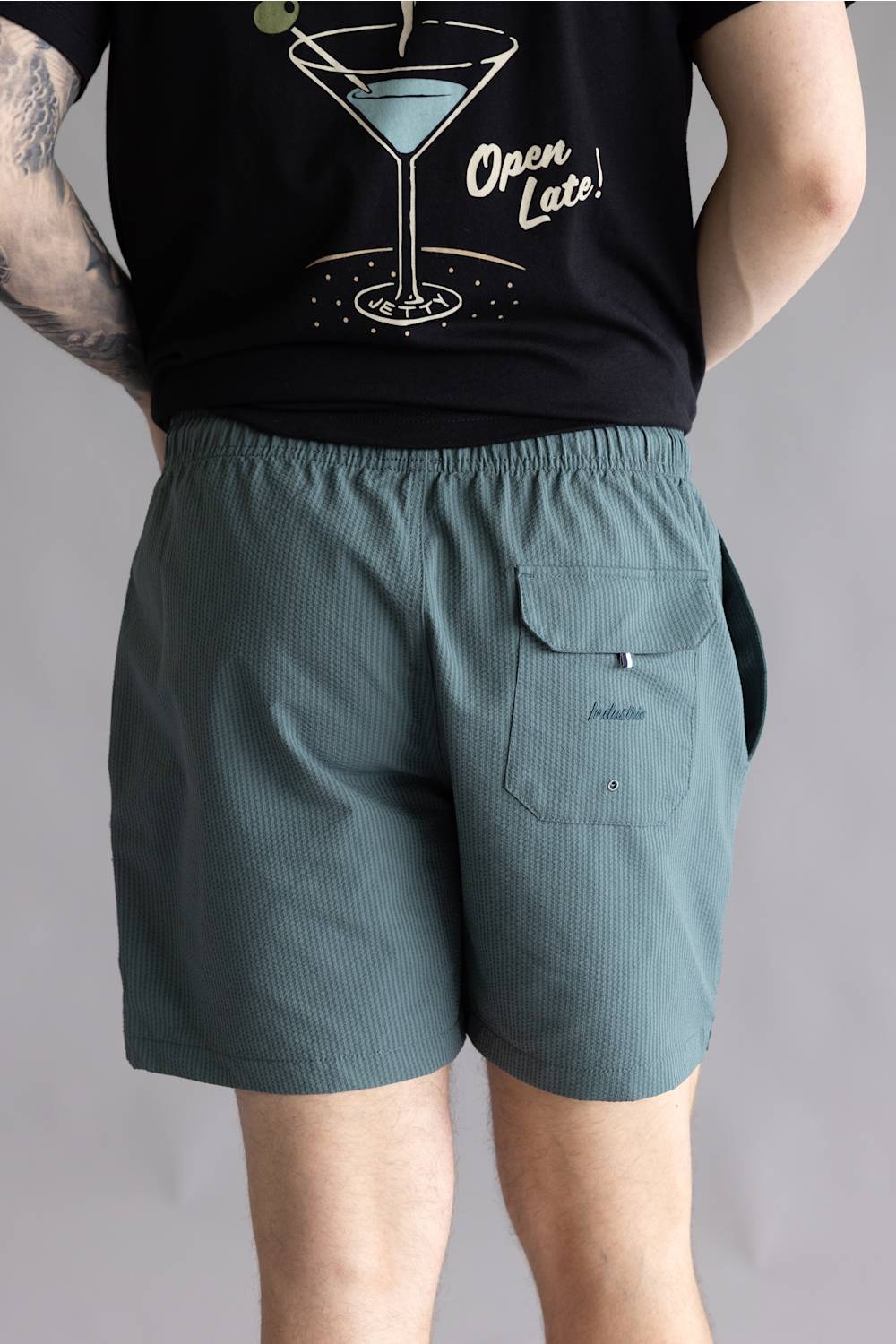 Industrie New Seersucker Swim Shorts for Men in Marine