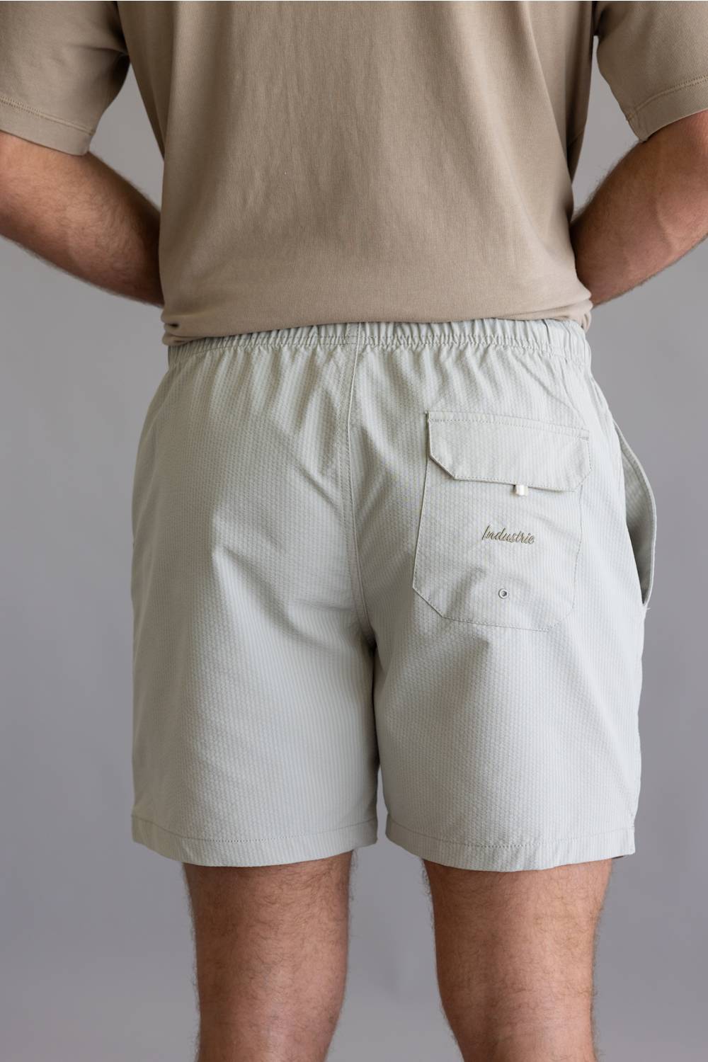 Industrie New Seersucker Swim Shorts for Men in Willow Green