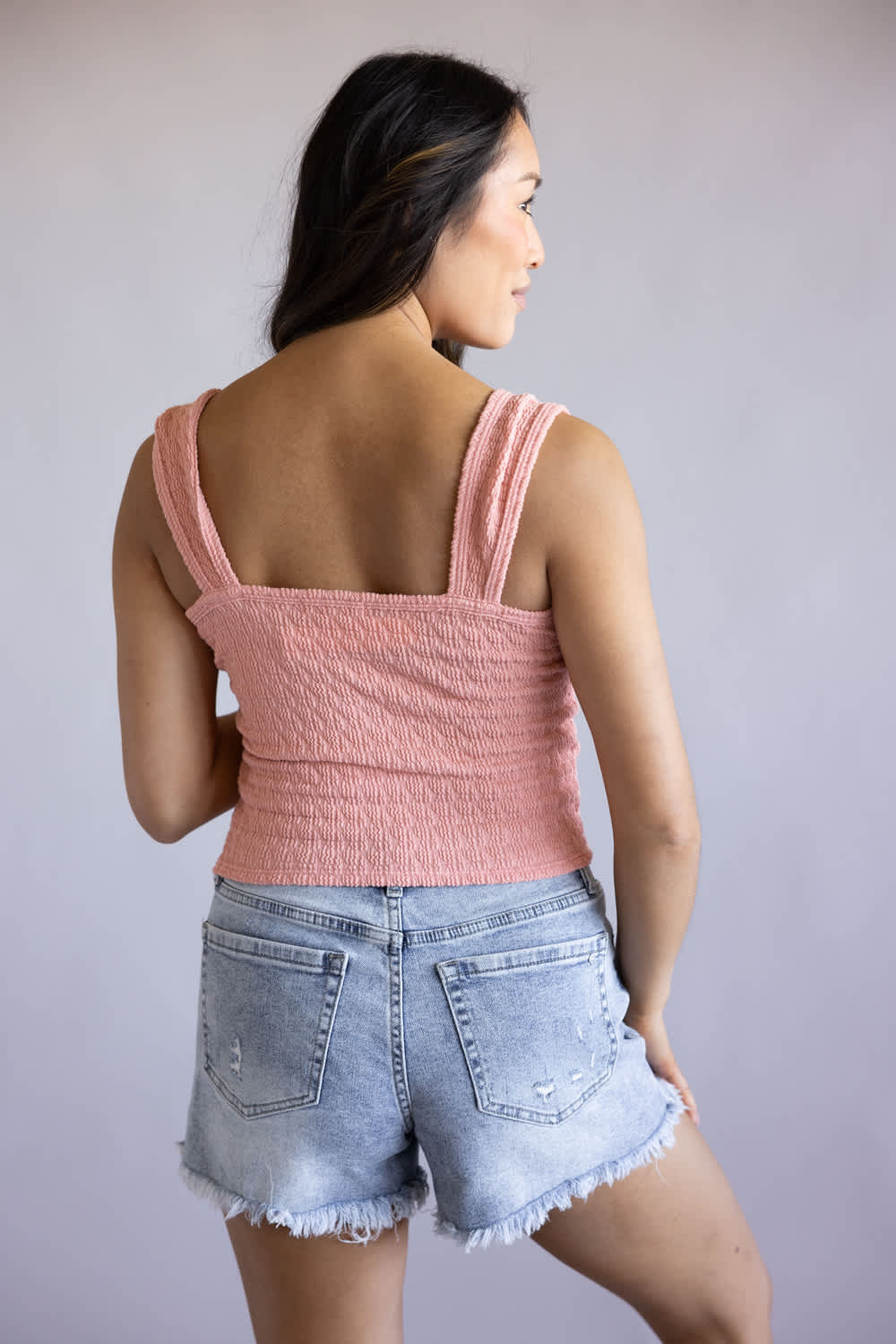 Ruched Tank Top for Women in Rose