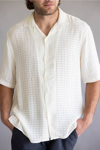 Siracusa Button Up Shirt for Men in Egg Shell