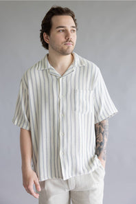 Industrie Cresta Woven Button Up Shirt for Men in Blue/Off White