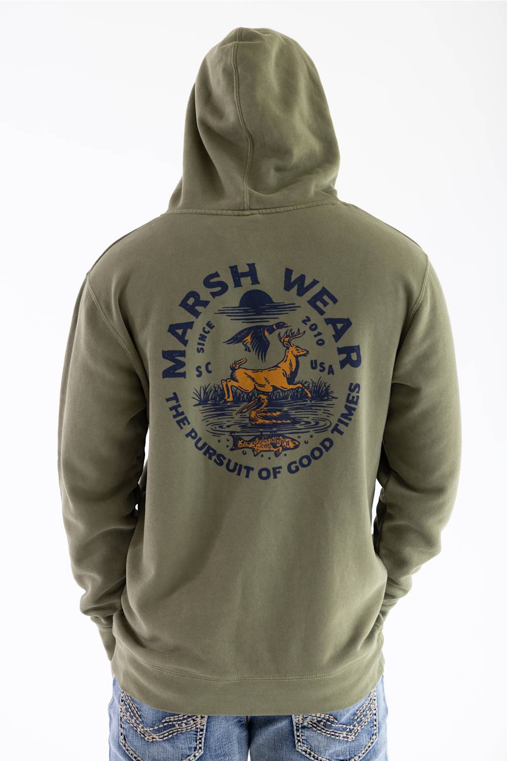 Marsh Wear Hoodie for Men in Army back