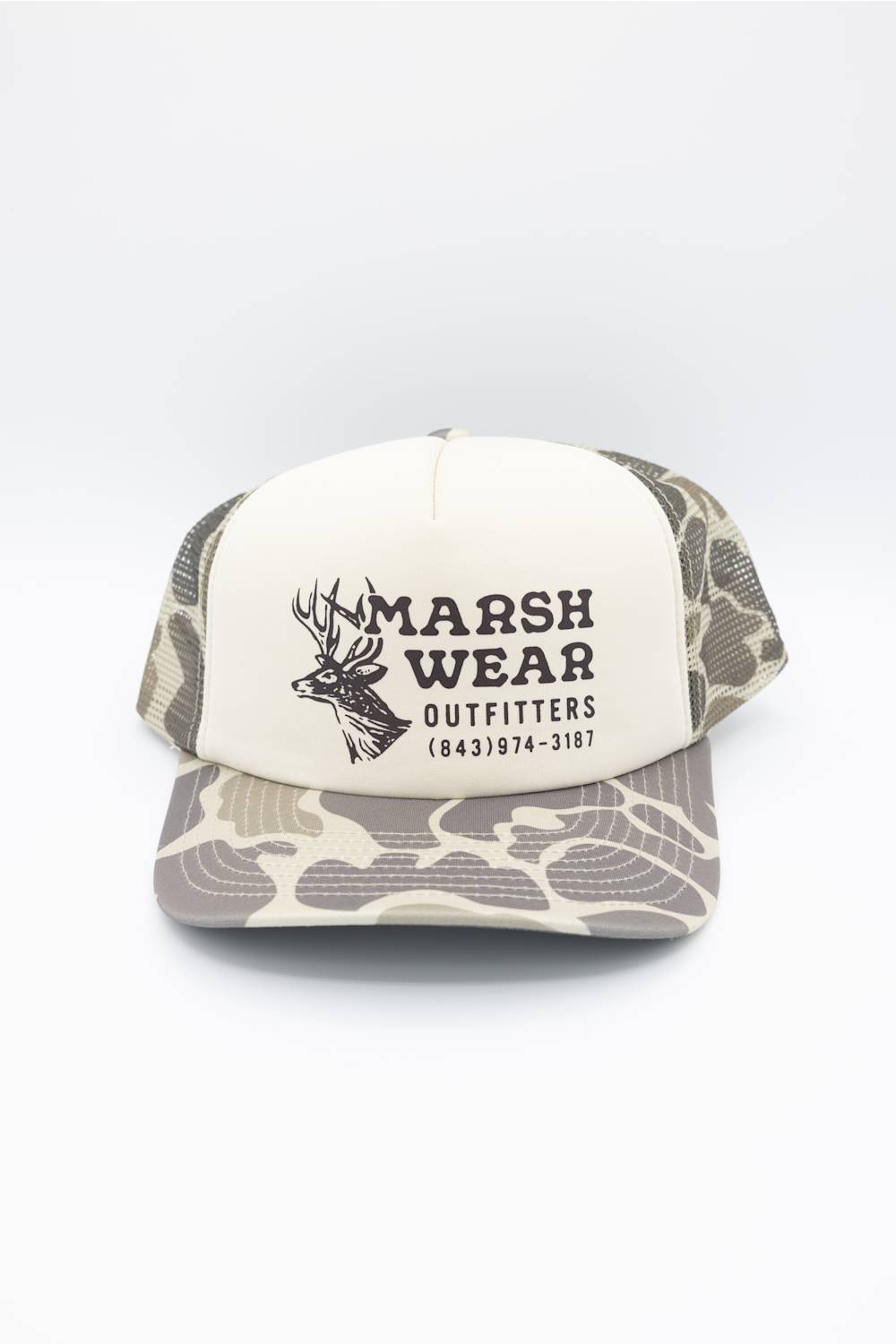 Marsh Wear Outfitter Snapback Hat for Men in Khaki Mallard Camo