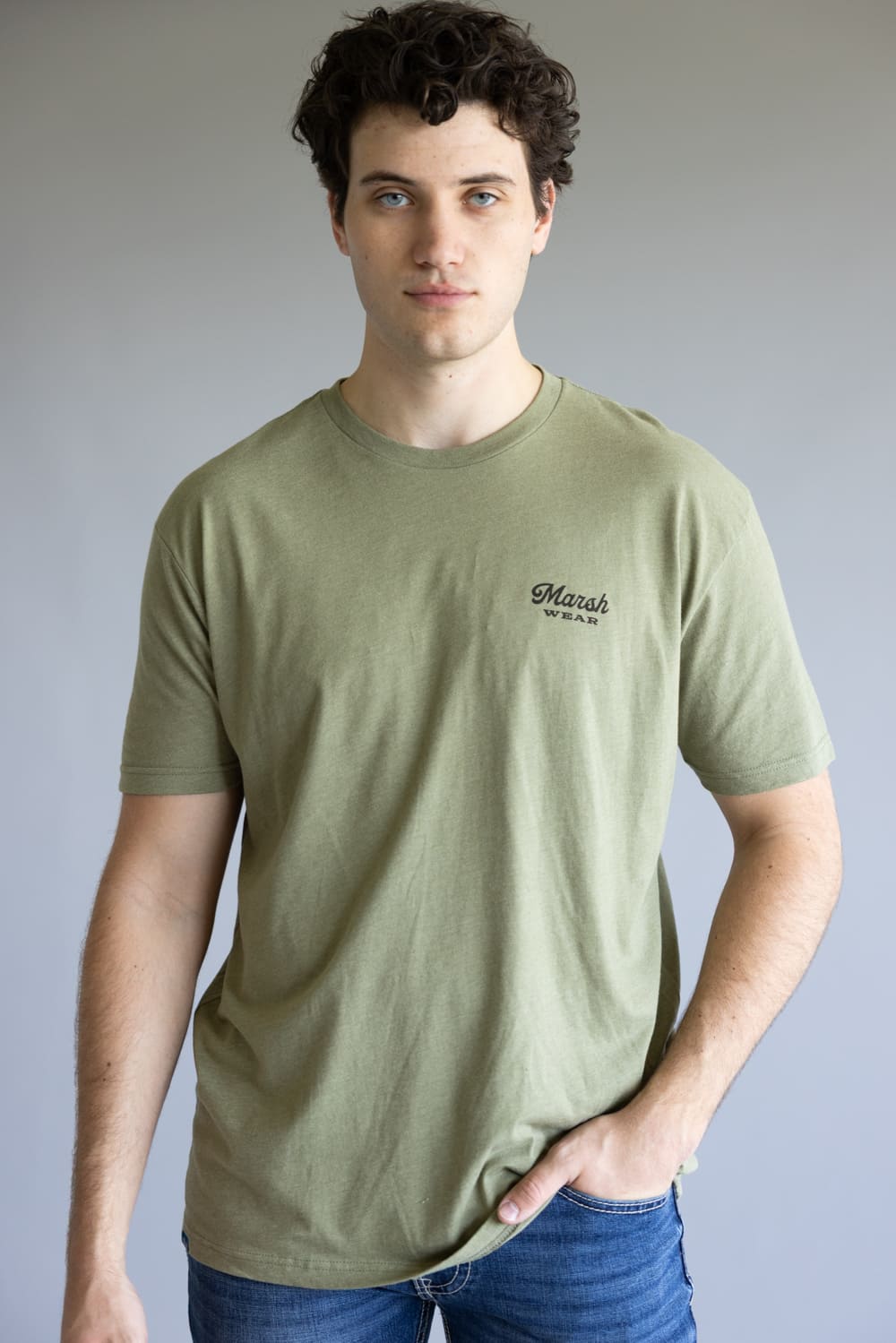 Marsh Wear Paddling Duck T-Shirt for Men in Green Heather