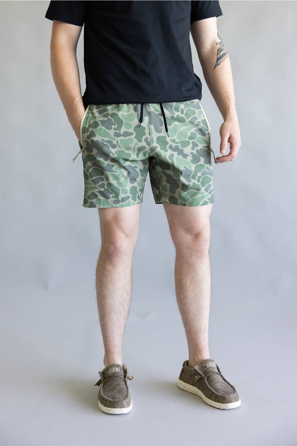 Marsh Wear TideLock 7.5” Boardshorts for Men in Green Mallard Camo