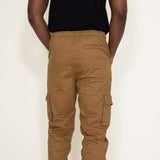 Twill Cargo Joggers for Men in Brown
