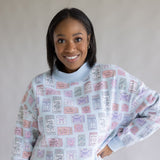 Matchbook High Neck Sweatshirt for Women in Blue